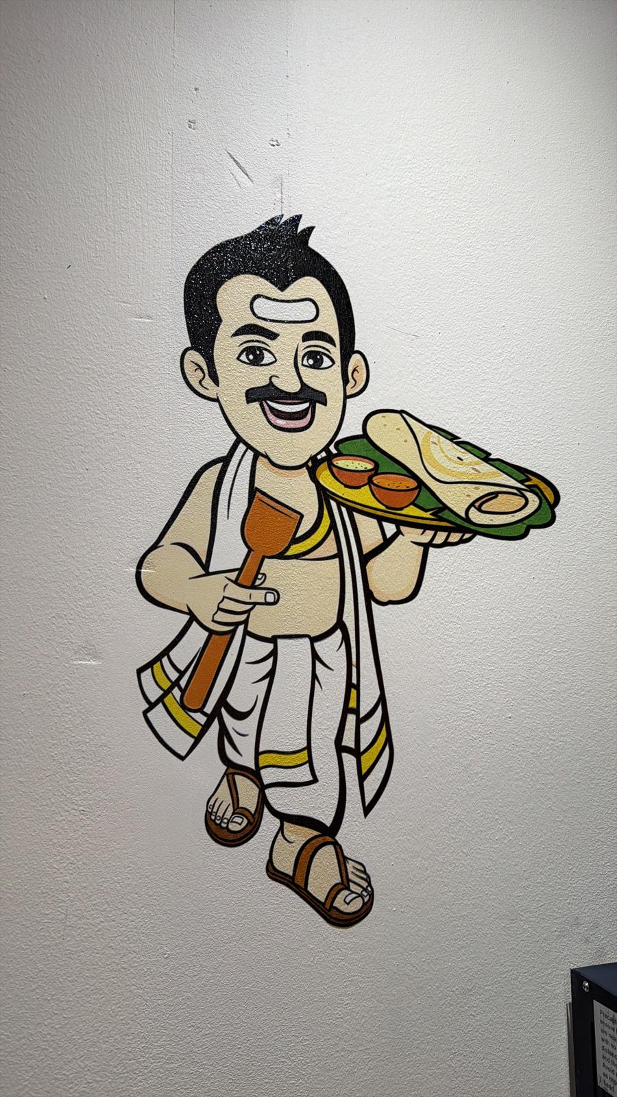 Illustrated server character mural